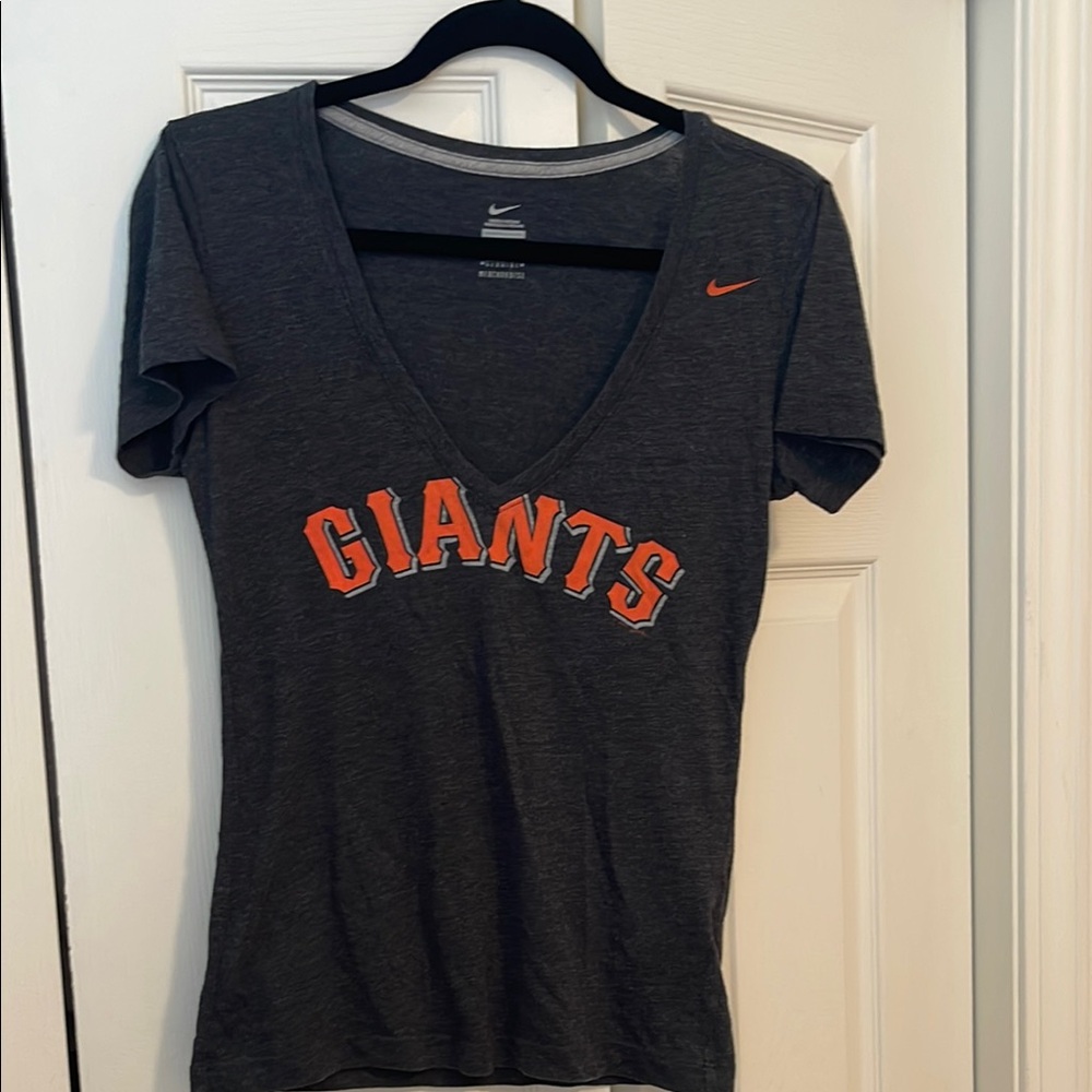 Nike Black and Orange Fitted Short Sleeve Tee